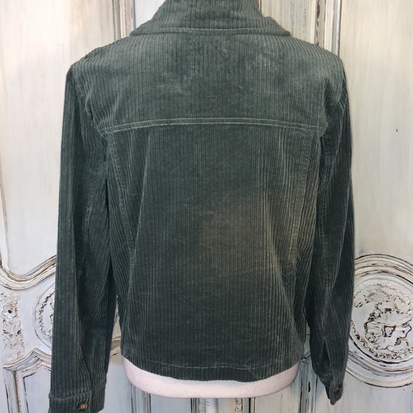 AVEC LES FILLES Sage Green Wide Wale Corduroy Cropped Jacket Size Medium - Picture 9 of 12